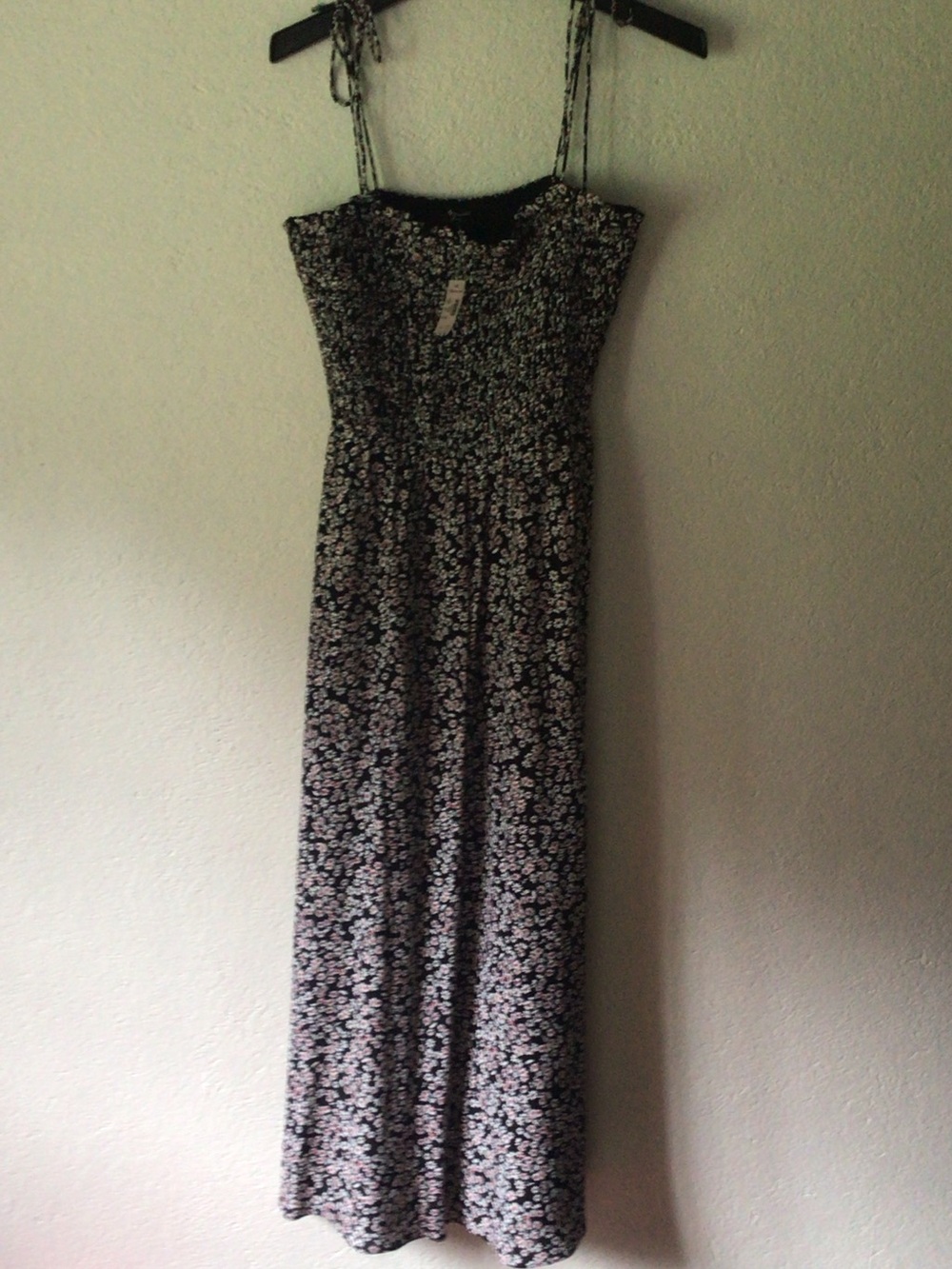 Madewell Black Maxi Dress with White Floral Pattern